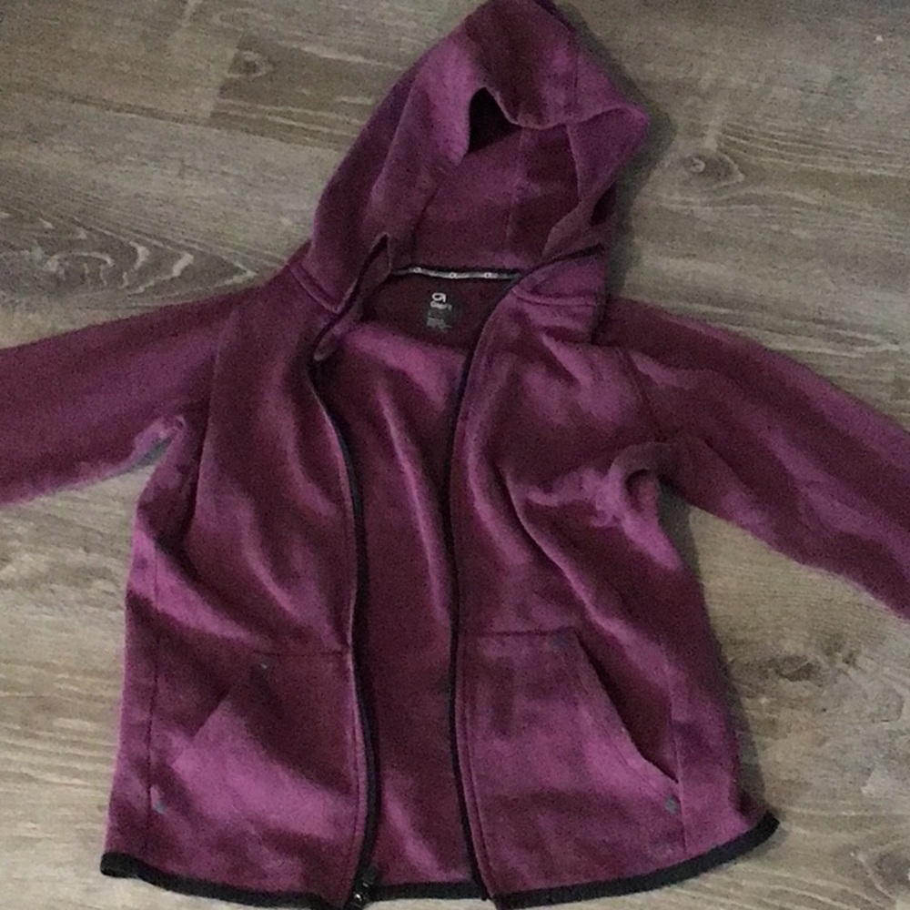 Kids Hooded Fleece Jacket in Plum